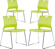 Whiterye Green Stackable Chairs Set of 4, Stacking Waiting Room Chairs with Sled Base, Office Guest Chairs for Conference, Waiting Room, Library, Training Room, Classroom.