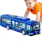 Toy Bus, Large Electric Bus Toy, Bus Kids Plays Vehicle with Light & Music, City Tourist Closed Top Bus Toy with Openable Door, Educational Plays Vehicles Toy, Battery Operated Car Model Toy