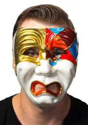 Antique Cream Full Face Tragedy Masquerade Mask