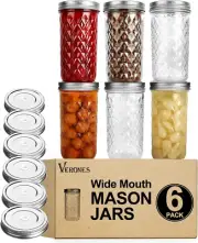 Wide Mouth Mason Jars 22 oz, 22 OZ Mason Jars Canning Jars Jelly Jars, Wide Lids
