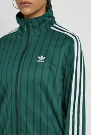 Womens Adidas Originals polyester Trefoil dark green track top high collar