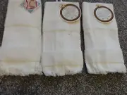 NEW SET OF 3 IVORY/OFF-WHITE CROSS STITCH FINGERTIP TOWELS WITH 14 COUNT BORDER