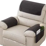 NNSMUN Armrest Cover, Recliner Chair Protector, Furniture Protector Slip, Side Storage Pocket, Stretch Armchair Couch Arm Rest Cover for Recliner, Chair, Sofa (Dark Gray,1 Seater(3pcs))