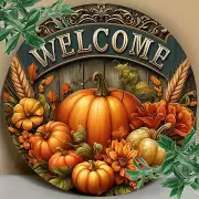 Thanksgiving Welcome Pumpkin Wooden Circular Signs Home Exquisite Decorative