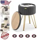 Stylish Round Pleated Velvet Ottoman - Dual-Sided Storage Stool for Modern Homes