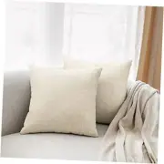 Throw Pillow Covers 18x18 Set of 2 Beige Linen Neutral Decorative Farmhouse