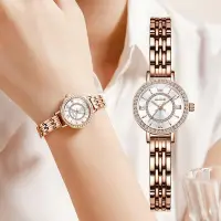 在飛比找Yahoo!奇摩拍賣優惠-瑞士亞曼尼手錶女士石英錶非機械2023小錶盤輕奢鑲鑽電子女錶