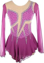 [Zagitova] Ice Figure Skating Dress for Girls Patchwork Back Womens Competition Dance Outfits with Shiny Rhinestone