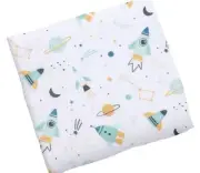 New NWT Stephen Joseph Boy Spaceship Rocket Space Muslin Swaddle Blanket 47 X 47
