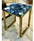15" Blue Agate Table Top Natural stones Handmade Home Office Decor
