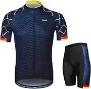 HIKOAN Men's Cycling Clothing Set Short Sleeve Set Quick-Dry Shirt 3D Cushion Padded Short Pants