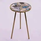 Multi Agate Console Table, Side End Table, Round Corner Table For Living Room