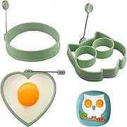 BUYLONG 3pcs Silicone Handle Egg Rings, Circular Molds Food Grade Non-Stick, Boiled Cooking Rings, Egg Shaper Set, Breakfast Grid Cooking Shaperomelette