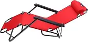 BCOATH 1pc Folding Reclining Patio Chair Portable Outdoor Lounge Chair with Slip Mat for Camping Parties and Relaxation Versatile Use Garden and Pool Settings