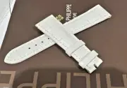 Patek Philippe Watch Strap B56-B 19x14mm Semi-Mat WHITE Alligator Swiss Made NWT