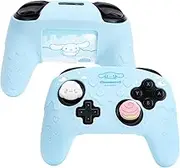 Kuitmor Controller Skin for Switch Pro Controller,Soft Silicone Controller Cover Case,Anti-Slip Controller Grip Protector for Switch Pro Controller with 2 Thumb Grip Caps and 2 Stickers (DEG-Blue)