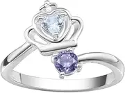 [Xiang Ru] Hollow out Crown Amethyst Crystals Ring 925 Silver Plated
