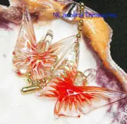 BUTTERFLY BUTTERFLIES RED BURST ART GLASS CEILING FAN LIGHT SWITCH PULL LG PAIR