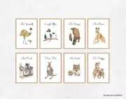 Set of 8 Australian Animal Quote Prints -watercolour neutral nursery art