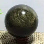 360g NATURAL CATS EYE OBSIDIAN QUARTZ CRYSTAL SPHERE BALL RARE N376