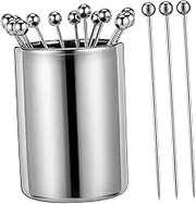 GRIRIW 1 Set Toothpick Holder Set for Toothpicks Appetizer with Party Cocktail Picks Stick Fruit Metal Cocktail Picks Cocktail Skewers Cocktail Sticks Sandwich Picks Stainless Steel