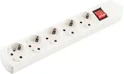 White Power Strip with 5 Schuko Sockets Without Cable with Lock and Child Protection 16 Amp Without Switch