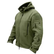 Nevenka Military Tactical Jacket for Men Fleece Hooded Coat with Zipper-Army Green