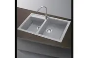 860x500mm Double Bowls Granite Stone Kitchen Laundry Sink Top/Flush/Under Mount Concrete Grey