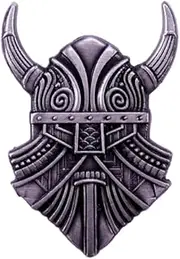 [Pinstant] Viking Norse Warrior Beserker Dwarf Dwarves Helmet Head Beard Valhalla Odin Thor Mythology Raid Runes 2" Enamel Pin Badge, 2 Inches Tall, Enamel, metal
