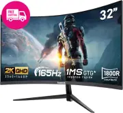 32″ Curved QHD 2560×1440 Gaming Monitor – 165Hz, FreeSync, Frameless, VESA
