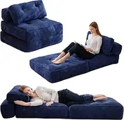 HIGOGOGO Folding Couch Sofa Bed, Convertible Sleeper Chair with Pillow Foldable Mattress with Back Support, Portable Fold Out Chair Bed Floor Mattress,Comfy Floor Sofa for Living Room,Bedroom