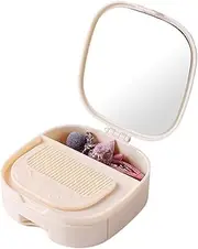 [mivceklw] Portable Makeup Mirrors, Travel Case, Portable Case, Cosmetic Bag, Compact Cosmetic Mirrors with Case for Travel, Cream Colored, riferimento alla descrizione, Please