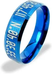[Gemini] His Her Blue Comt-Fit Beveled Edge Plain Wedding & Titanium Ring Valentines Day Gift Men Women 5mm 7mm