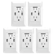 5PK 15Amp 110V Power Outlet Receptacle with Dual USB Wall Charger Socket 2 Plug