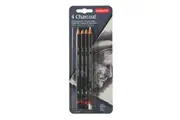 4pc Derwent Art Craft Charcoal Sketching Pencil White Light Medium Dark Set