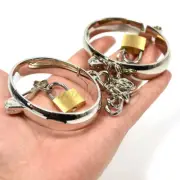1 Pair Stainless Steel Handcuff Metal Ankle Cuffs Wrist Cuff Couple Restraints