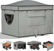 Generator Tent with Bracket, Generator Covers While Running, Waterproof Heavy Duty Tarps, Rooftop Design No Water Accumulation, 1680D+210D Double Layer, 28" x20" x20", Gray