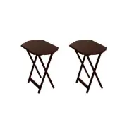 Riverbay Furniture Wood Folding Snack Tray Set of Two in Espresso