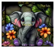 20oz Sublimation Tumbler Stained Glass Elephant Ready To Press Print