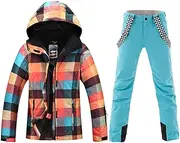 [HOTIAN] Women's High Windproof Technology Colorful Snowboarding Jacket Ski Pants Set