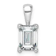 14k White Gold 1 1/2 Ct. Certified Lab Grown Diamond VS/SI+ G+ Emerald Four Prong Pendant