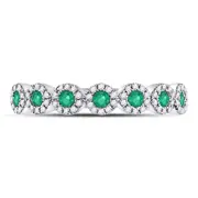 14kt White Gold Round Emerald Circle Stackable Band Ring 1/2 Cttw