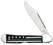 Case xx Mini Copperlock Knife Black Bone Green Stripes of Service 09577 Pocket