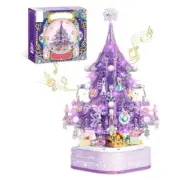 Purple Crystal Christmas Tree Building Blocks Kit For Kids Music Box Gift