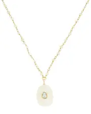 Rachel Reinhardt Vermeil Moonstone & Aqua Pendant Necklace