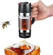 Honey Dispenser, Food Grade High Borosilicate Glass No Drip Honey Container with Handle, Good Sealing Honey Jar for Kitchen, Afternoon Tea (Black)