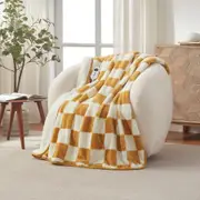 Dreamaker Checkered Plush Heated Throw Chai & Cream - 130 x 160cm