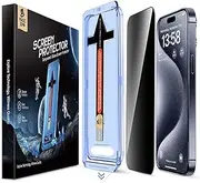 MAGIC JOHN 2 Pack for iPhone 15 Pro 6.1 inch Privacy Glass Screen Protector, Anti-spy Tempered Glass Film, Auto Dust-Elimination Installation, Bubble Free, Case Friendly