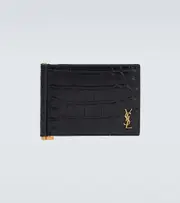 [Saint Laurent] Saint Laurent Cassandre croc-effect leather wallet One Size black
