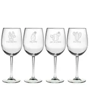 Susquehanna Glass Set of 4 Advice From a Cactus Assortment Wine Glass
